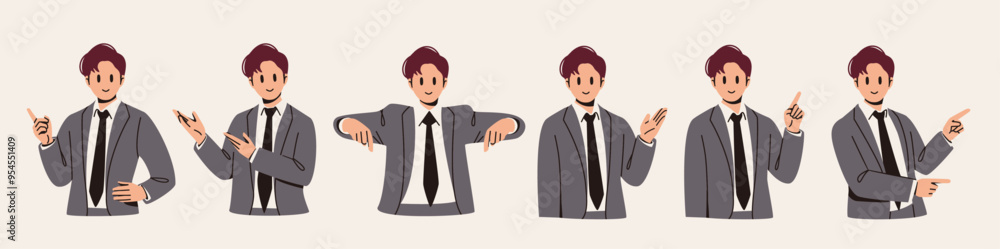 Set of office workers, presentation and pointing pose Set of office workers, presentation and pointing pose