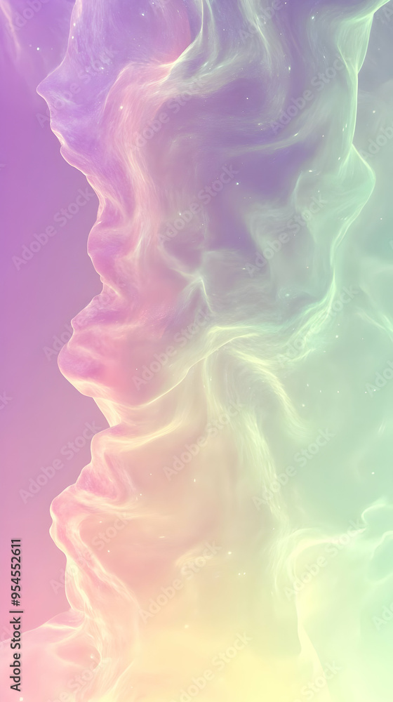 Abstract background with pastel pink, yellow, and green colors and white glittery texture. Abstract background with pastel pink, yellow, and green colors and white glittery texture.