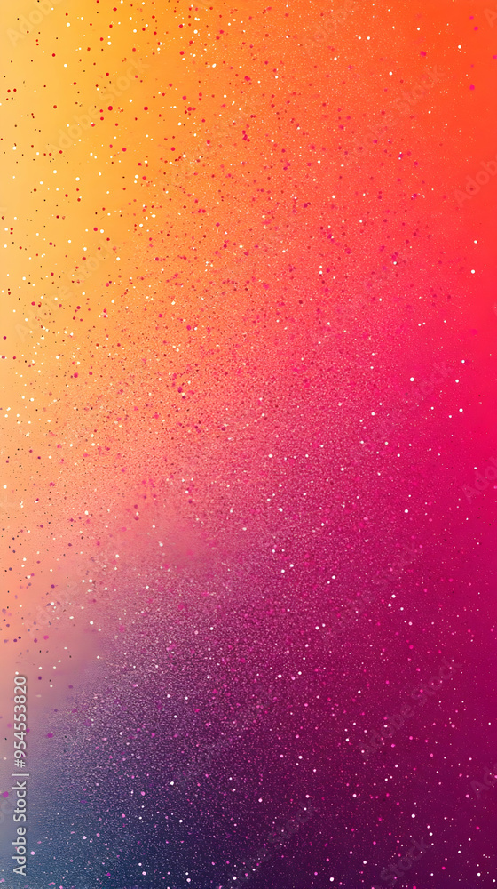 Abstract background with pink, orange, and purple gradient with white glitter scattered across it. Abstract background with pink, orange, and purple gradient with white glitter scattered across it.