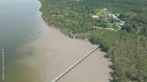 Sampadi Long Bridge Jetty Facig To The Open Sea,Borneo,Malaysia photo