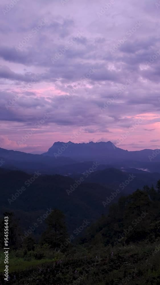 Landscape Silhouette Doi Luang Chiang Dao Mountain Cloudy Sky in the evening Seen from Akipu Campping or Hadubi Viewpoint in Chiang Dao Chiang mai Thailand - travel nature landmark - footage Landscape Silhouette Doi Luang Chiang Dao Mountain Cloudy Sky in the evening Seen from Akipu Campping or Hadubi Viewpoint in Chiang Dao Chiang mai Thailand - travel nature landmark - footage