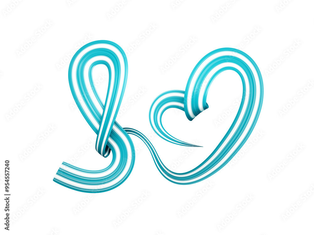Cervical Cancer Awareness Realistic Teal and White Ribbon. January is Cancer Awareness Month. 3d illustration
Cervical Cancer Awareness Realistic Teal and White Ribbon. January is Cancer Awareness Month. 3d illustration