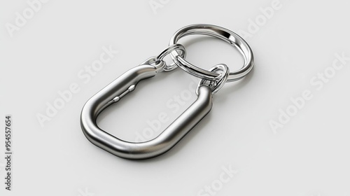 A metallic carabiner clip with a circular ring, used for securing items.