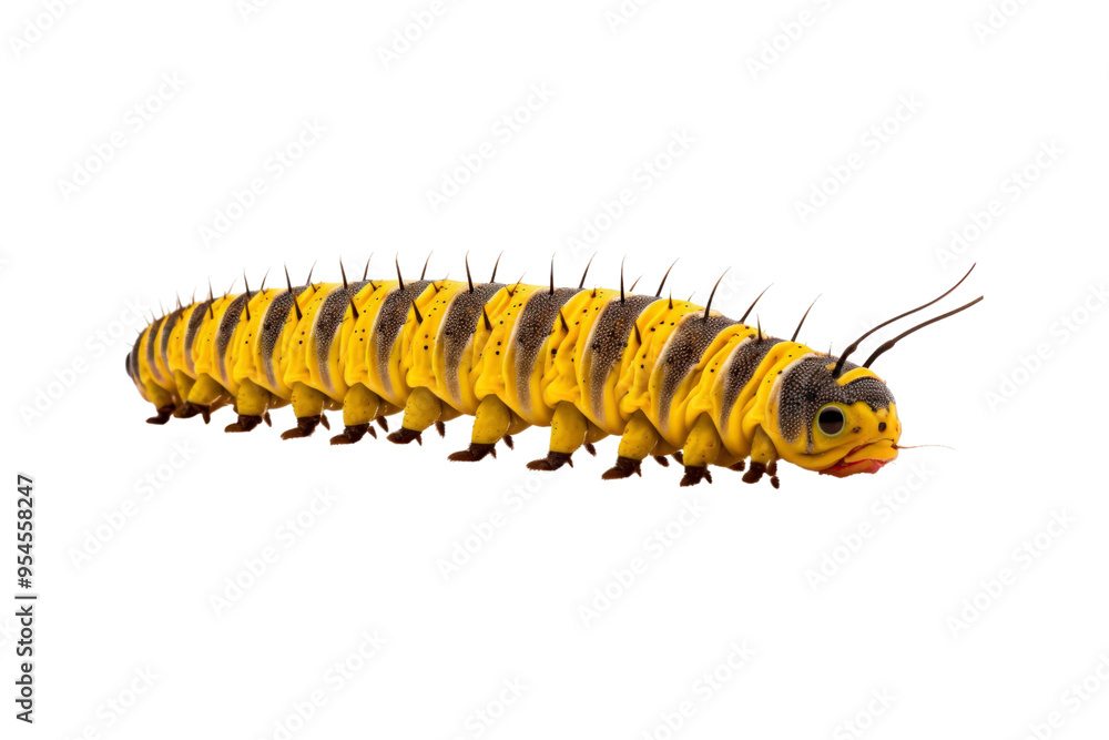 Green and black caterpillars with yellow markings are ideal for educational materials, nature blogs, garden magazine, and science textbooks Green and black caterpillars with yellow markings are ideal for educational materials, nature blogs, garden magazine, and science textbooks