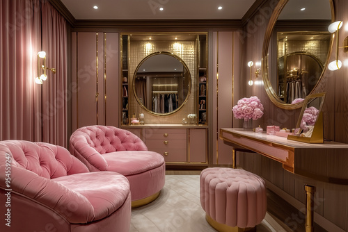 Glamour Retreat: Hollywood Regency Style Dressing Room in a Glamorous Setting