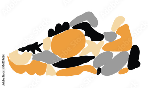 silhouette of a shoe from an abstract plane composition