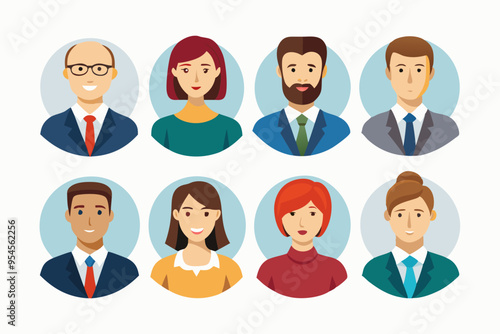 Business man and women avatar icon set. Male and female head profile sign vector