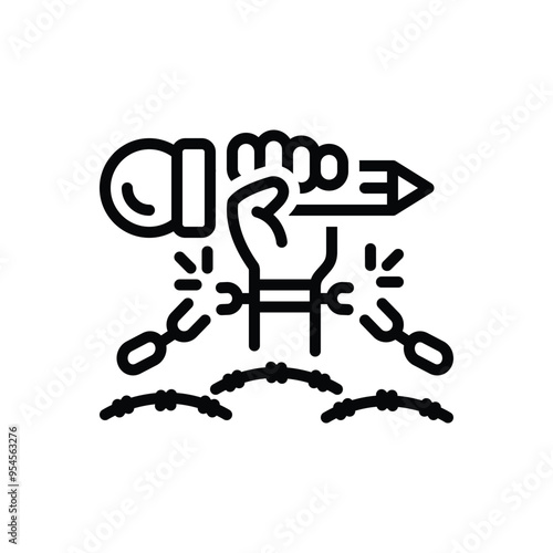 Black line icon for freedom of expression