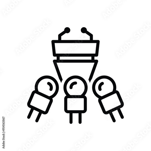 Black line icon for press
