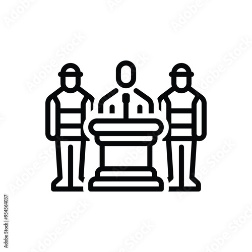 Black line icon for protected speech