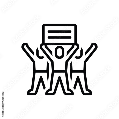 Black line icon for protest