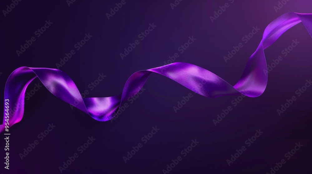 purple ribbon gracefully swaying in the wind on a dark background creating an elegant and flowing design, suitable for vibrant and fluid visual applications purple ribbon gracefully swaying in the wind on a dark background creating an elegant and flowing design, suitable for vibrant and fluid visual applications