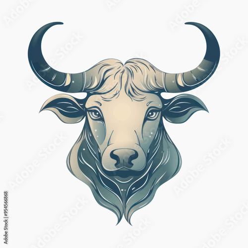 Intricate buffalo head illustration