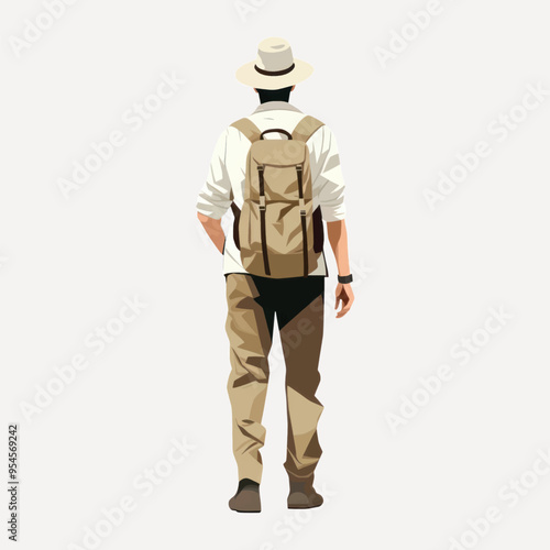 Traveler with backpack outdoors