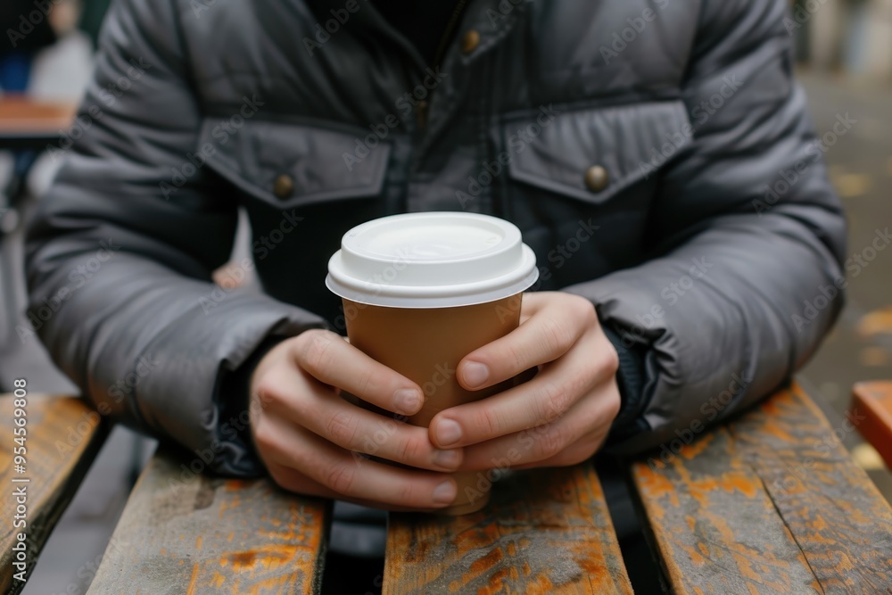 Person Holding a Coffee Cup with a White Lid Person Holding a Coffee Cup with a White Lid