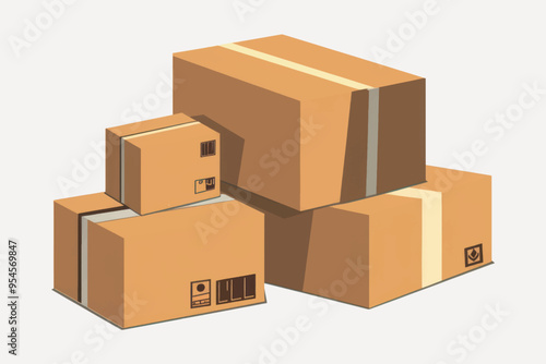 Stacked cardboard boxes shipping