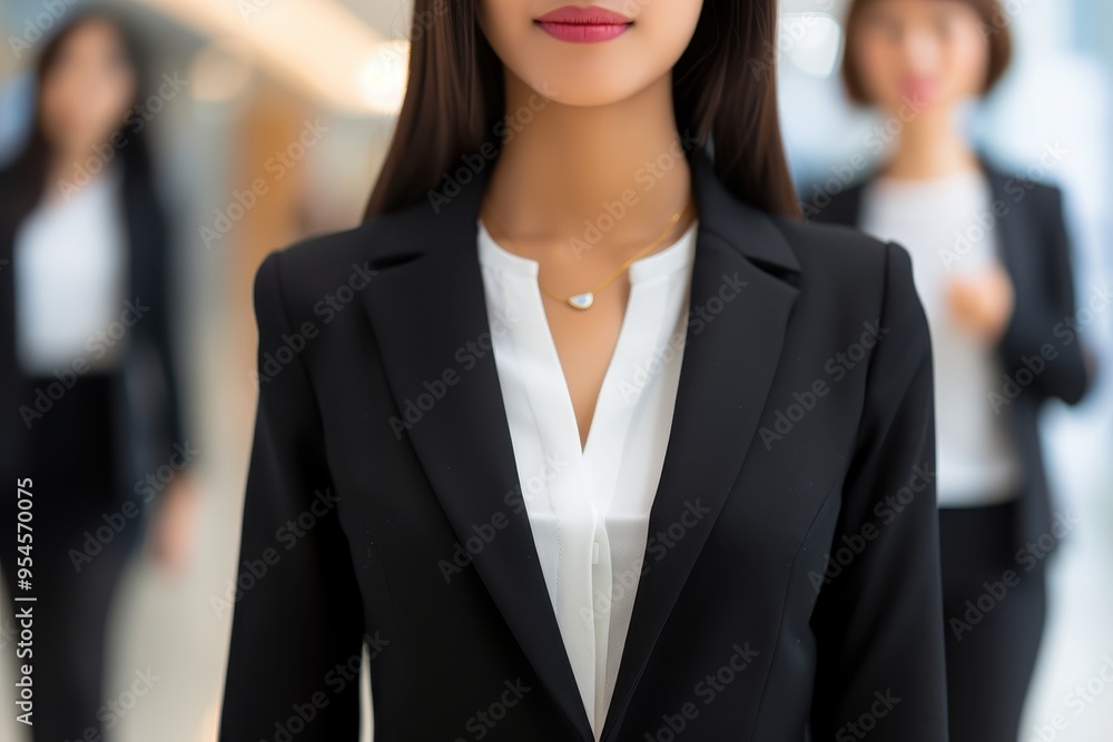 Close Up of a Businesswoman s Suit Jacket and Necklace Close Up of a Businesswoman s Suit Jacket and Necklace