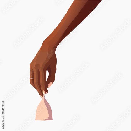 Hand holding menstrual cup illustration