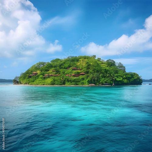 beautiful island illustration background