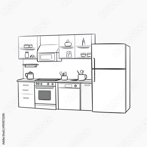 Modern minimalist kitchen illustration