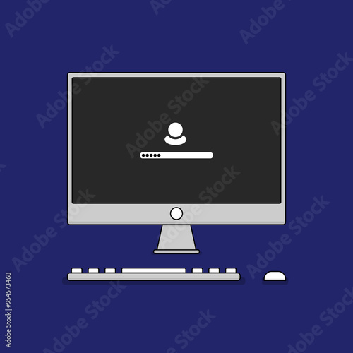 computer vector illustration opening a program, minimalist illustration