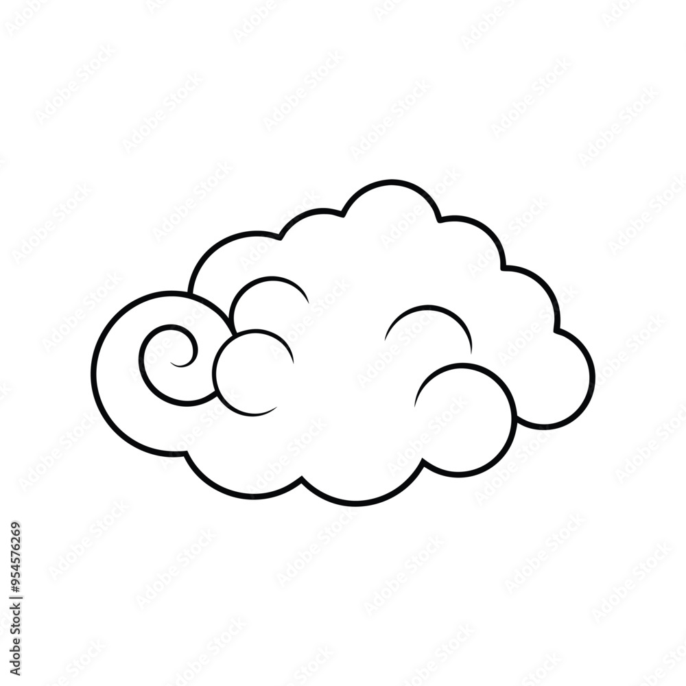 Chinese Culture Clipart Design - Chinese Cloud Motif Vector illustration in black and white Chinese Culture Clipart Design - Chinese Cloud Motif Vector illustration in black and white
