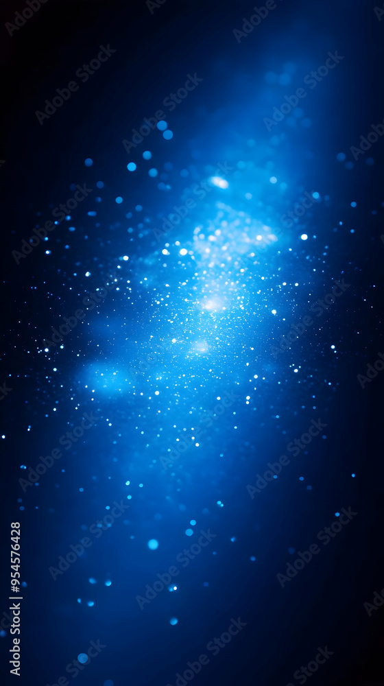 Abstract blue background with bokeh lights.