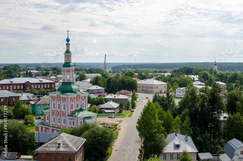 View from the bell tower of the Church of the Assumption of the Blessed Virgin Mary in Totma, Vologda region Russia
