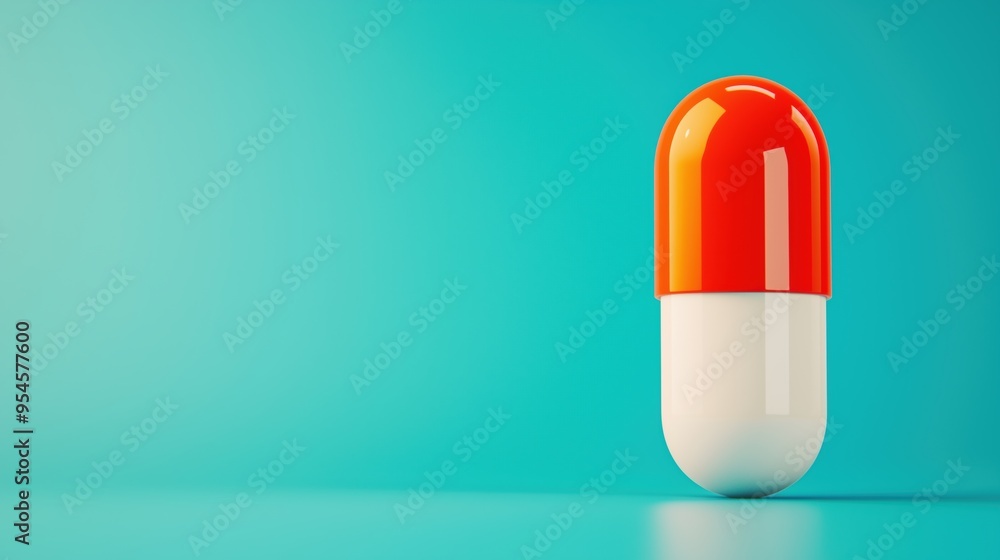 Modernist Capsule with Glossy White and Vibrant Orange Finish on Gradient Blue Background Modernist Capsule with Glossy White and Vibrant Orange Finish on Gradient Blue Background
