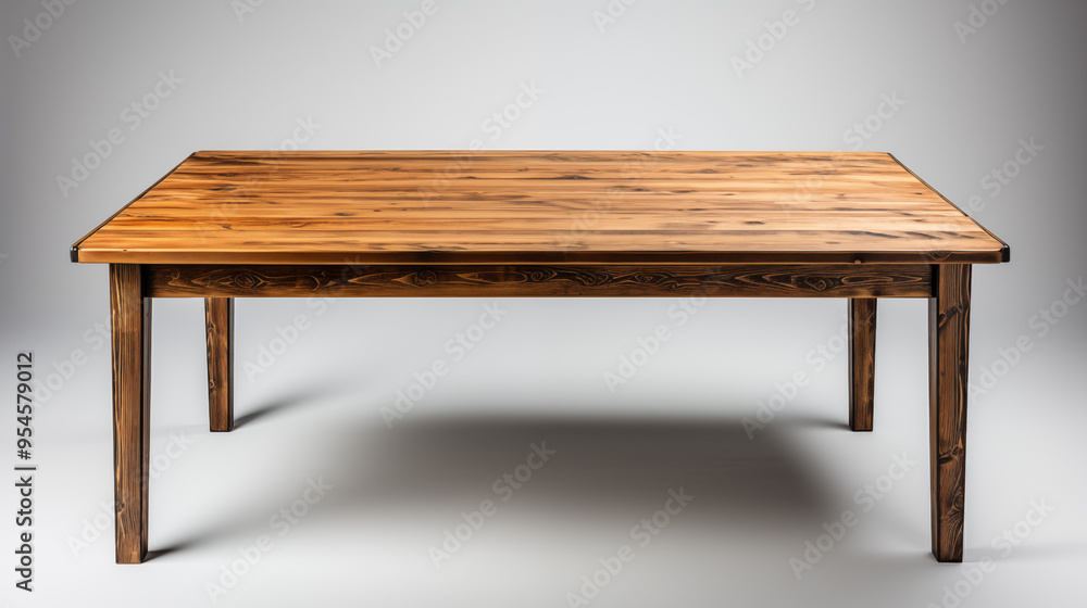 Fototapeta premium Rustic Wooden Table with Dark Stain Finish