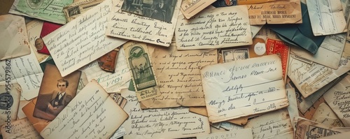 Vintage postcards with handwritten messages, 4K hyperrealistic photo