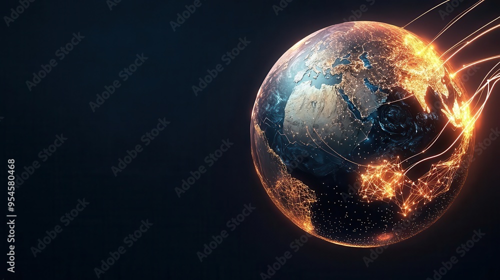 A glowing AI-powered globe with digital data streams flowing into it, symbolizing global AI connectivity A glowing AI-powered globe with digital data streams flowing into it, symbolizing global AI connectivity