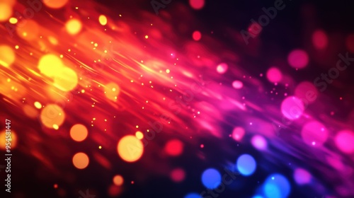 Vibrant abstract background with colorful light trails and bokeh effect, perfect for a dynamic and energetic visual impact.