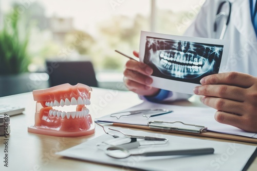 Dentist Examining Dental X-ray photo