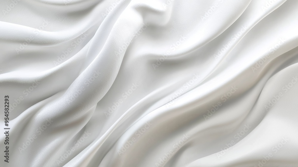 Soft white fabric draping gracefully to create smooth waves and textures in natural light during midday Soft white fabric draping gracefully to create smooth waves and textures in natural light during midday