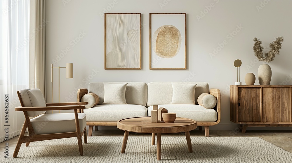 Modern home living room interior with cozy sofa Modern home living room interior with cozy sofa
