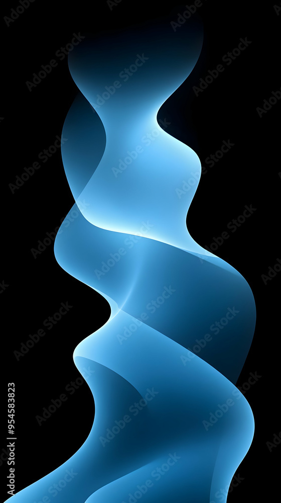 Abstract blue wave on black background.