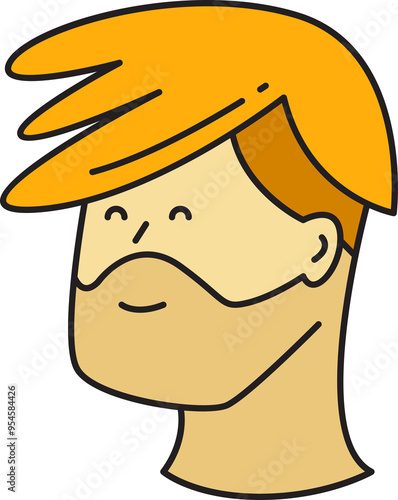 Beard Man Face Cartoon Character Avatar