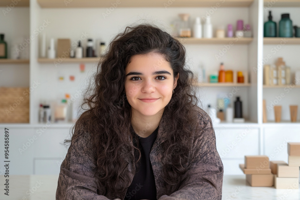 Portrait of friendly female pharmacist in modern pharmacy clinic. Health products and medicine around. For healthcare, medical services, and pharmaceutical industry promotions Portrait of friendly female pharmacist in modern pharmacy clinic. Health products and medicine around. For healthcare, medical services, and pharmaceutical industry promotions