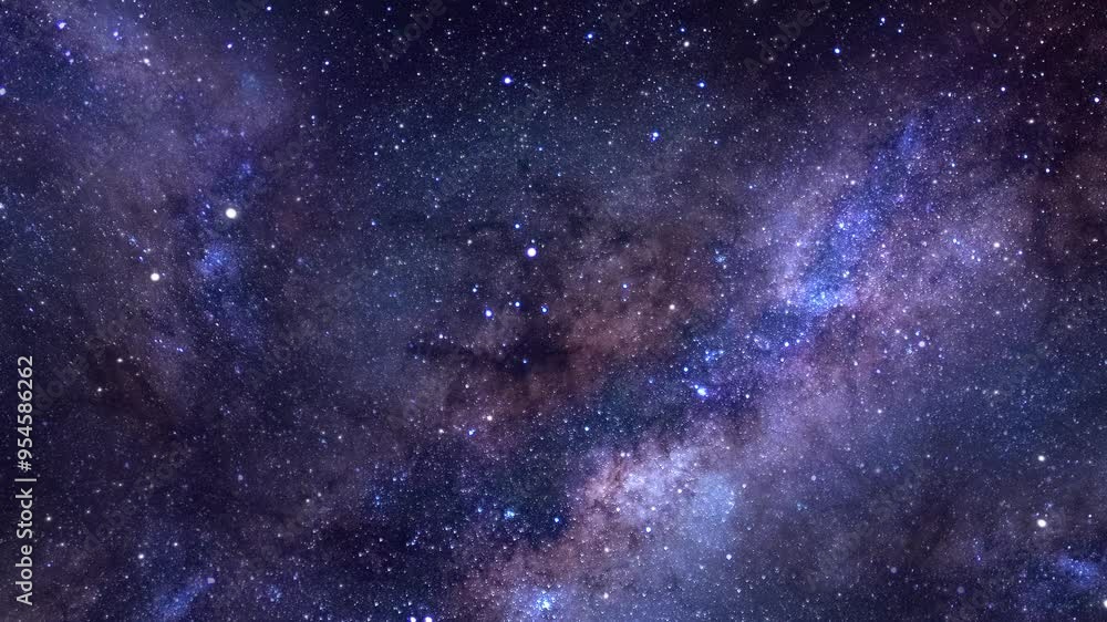 Spaceship flying through clouds and star field in open space. Flight animation through glowing nebulae and stars. Cosmic moving and glowing stars with colorful novae. 4k footage.