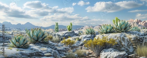 Hardy succulents in a rocky desert landscape, 4K hyperrealistic photo photo