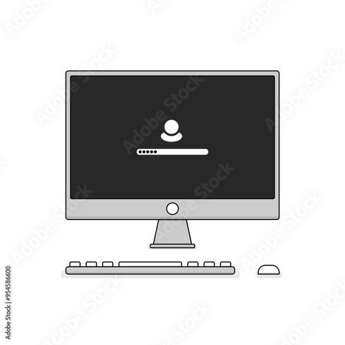 computer vector illustration opening a program transparent background, minimalist illustration
