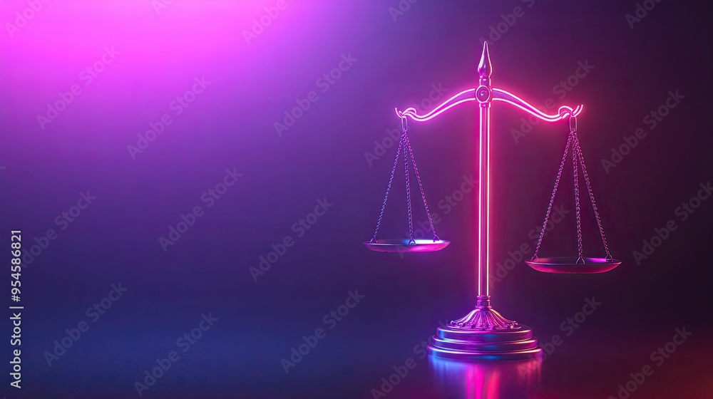 Stylized scales of justice under intense neon pink lighting on a dark gradient background, representing legal authority and fairness.
Stylized scales of justice under intense neon pink lighting on a dark gradient background, representing legal authority and fairness.