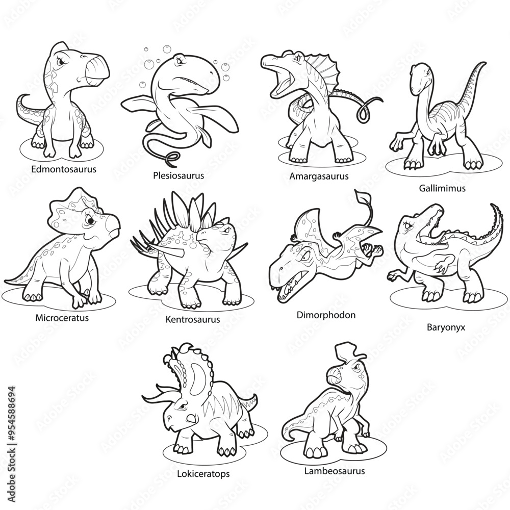 Angry dinosaurs outline for educational purposes, design projects, or content related to children Angry dinosaurs outline for educational purposes, design projects, or content related to children
