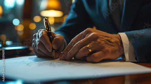 Closeup of a central bank governors hand signing off on interest rate adjustments, highlighting the authority and weight of such decisions