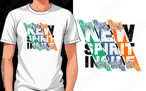 New Spirit Inside Typography Print T Shirt Vector