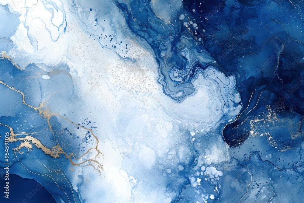 Abstract alcohol ink and watercolor design with blue and gold themes for creative projects Abstract alcohol ink and watercolor design with blue and gold themes for creative projects