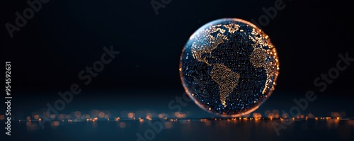 A captivating 3D rendering of a glowing globe, symbolizing connectivity and global unity through sparkling lights.