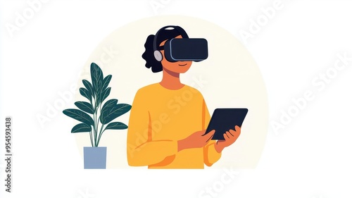 A person using a digital wallet in a virtual reality environment, representing immersive financial transactions, Wallet VR transaction, Immersive digital finance