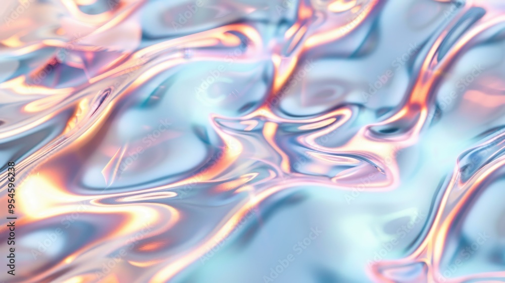 Obraz premium Glowing Liquid Textures on Serene Background, vibrant flowing shapes, luminous patterns dance across a calm surface, creating an ethereal and tranquil atmosphere.